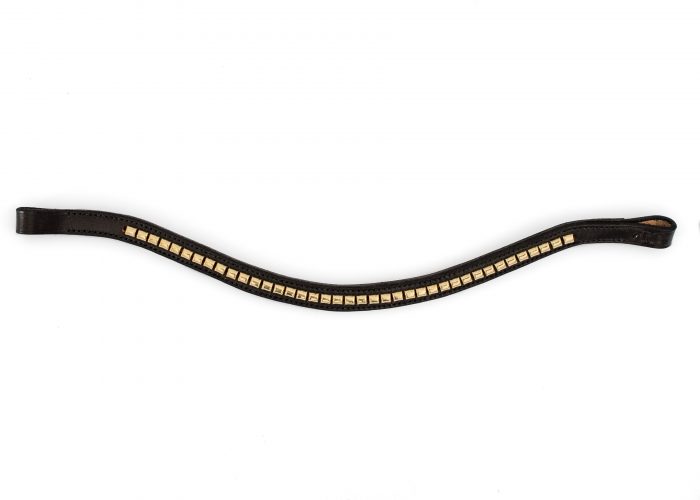 Brass Clincher Leather Browband in a curved design by TC Leatherwork in Somerset