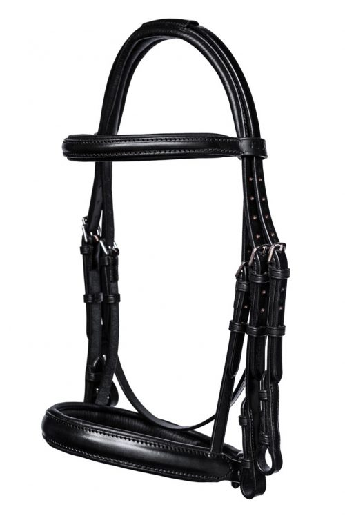 Anatomical combi bridle with removable bradoon slip head by TC Leatherwork